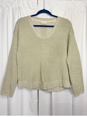 Poetry Cotton Lightweight V Neck knit in Beige Sage Color Size US 4 Retail $148